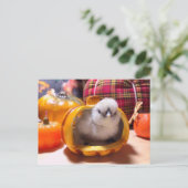 Hühnchen im Kürbis Feiertagspostkarte (Stehend Vorderseite)