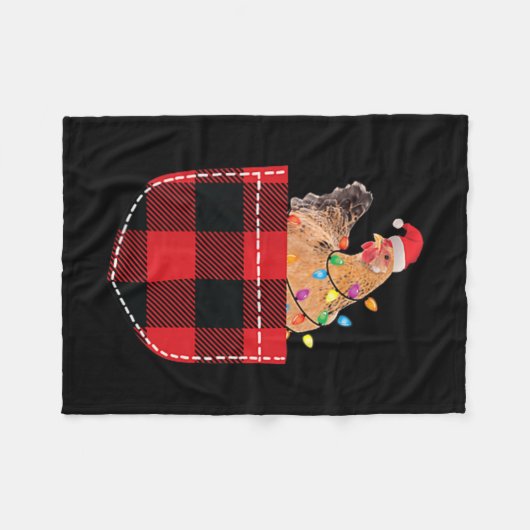 Hühnchen in Cket Funny Xmas Kariertes Cket Hühnche Fleecedecke (Vorderseite (Horizontal))