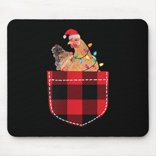 Hühnchen in Cket Funny Xmas Kariertes Cket Hühnche Mousepad (Vorne)