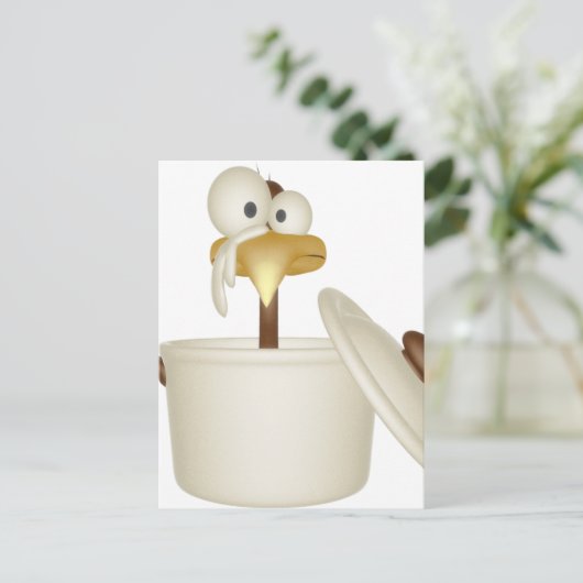 Hühnchen in der Suppenkarte Postkarte (Stehend Vorderseite)