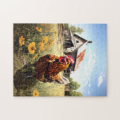 Hühnchen in einem landwirtschaftlichen Rätsel. Puzzle (Horizontal)