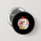 Hühnchen isst Eisgrafik Jungen Mädchen Hühnchen Button (Vorne & Hinten)