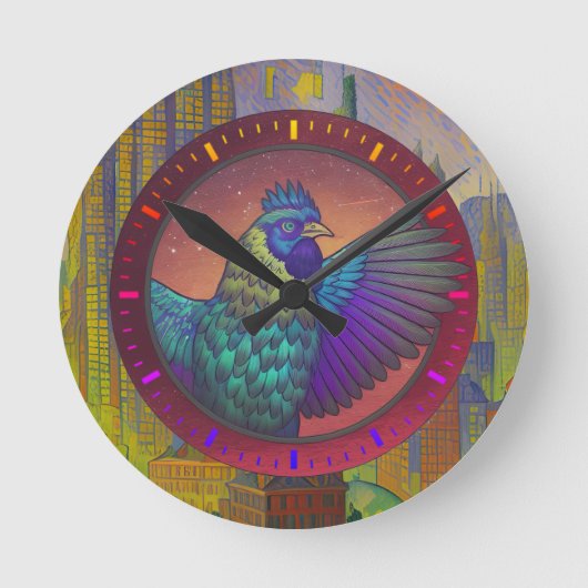 Hühnchen-Kreis-Design Runde Wanduhr (Vorderseite)