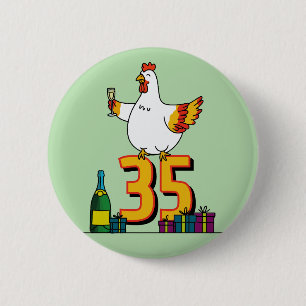Hühnchen Lover Geburtstag 35. Hen Pet Poultry Button