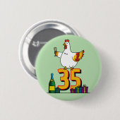 Hühnchen Lover Geburtstag 35. Hen Pet Poultry Button (Vorne & Hinten)