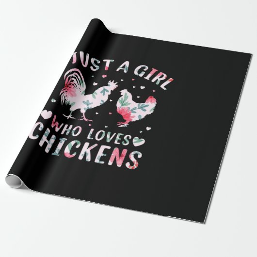 Hühnchen Lover | Mädchen, die Hühner Lieben Geschenkpapier (Ungerollt)