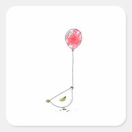 Hühnchen mit Ballon Square Stickers