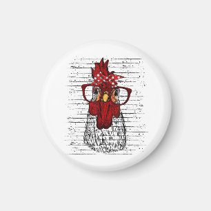 Hühnchen mit Bandana-Kopfband und Brille niedlich Magnet