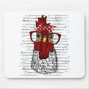 Hühnchen mit Bandana-Kopfband und Brille niedlich Mousepad