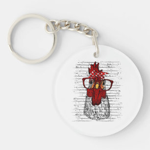 Hühnchen mit Bandana-Kopfband und Brille niedlich Schlüsselanhänger