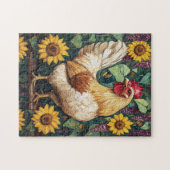 Hühnchen mit Blume Ölfarbe Puzzle (Horizontal)