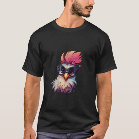 Hühnchen mit Brille Niedliches Shirt Frau Long Sle (Vorderseite)