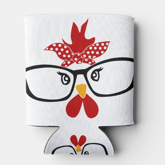 Hühnchen mit Brillengesicht Dosenkühler (Rückseite)