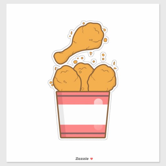 Hühnchen mit Eimer Aufkleber (Blatt)