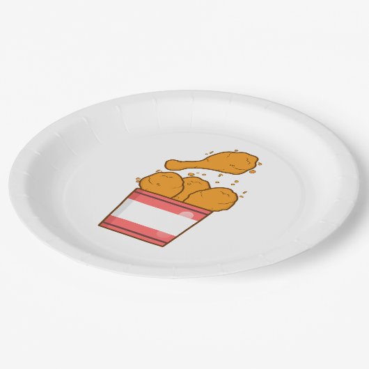 Hühnchen mit Eimer Pappteller (Schrägansicht)