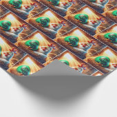 Hühnchen mit einem grünen Ei Geschenkpapier (Ecke)