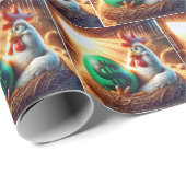 Hühnchen mit einem grünen Ei Geschenkpapier (Rolleneckpunkt)