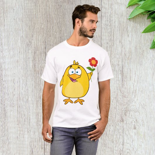 Hühnchen mit einer Blume T - Shirt für Männer