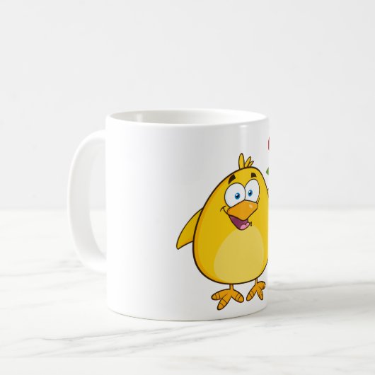 Hühnchen mit einer Blume-Tasse Kaffeetasse (Vorderseite Links)