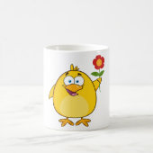 Hühnchen mit einer Blume-Tasse Kaffeetasse (Mittel)