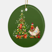 Hühnchen mit Hut LIGHTS Weihnachten Keramik Ornament (Links)