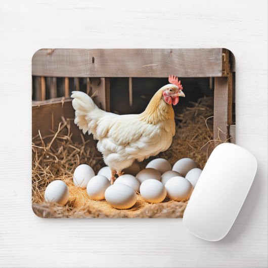 Hühnchen mit weißen Eiern Mousepad (Mit Mouse)