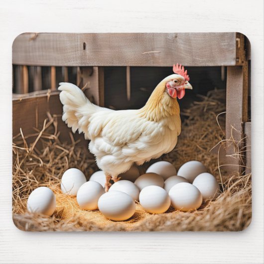 Hühnchen mit weißen Eiern Mousepad (Vorne)