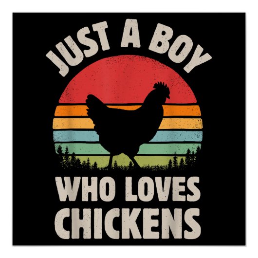 Hühnchen nur ein Junge, der Lieben Retro Farm Poster (Vorderseite)