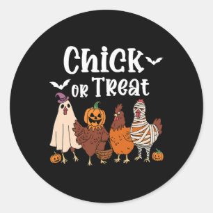 Hühnchen oder Streich Funny Gruseliger Huhn Hallow Runder Aufkleber