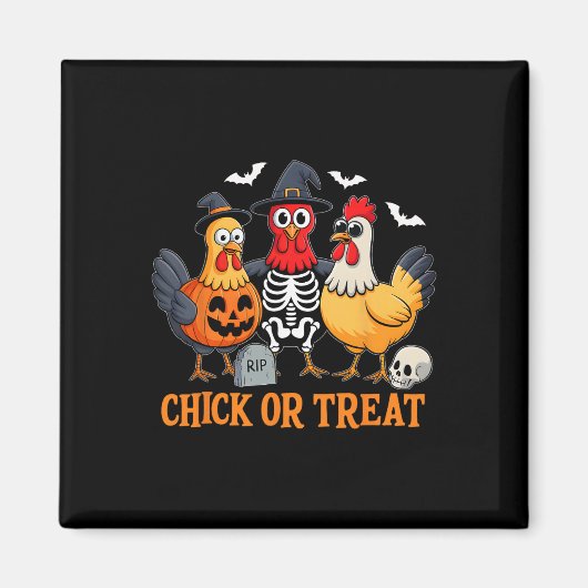 Hühnchen oder Streich Funny Huhn Halloween Kostüm Magnet (Vorne)