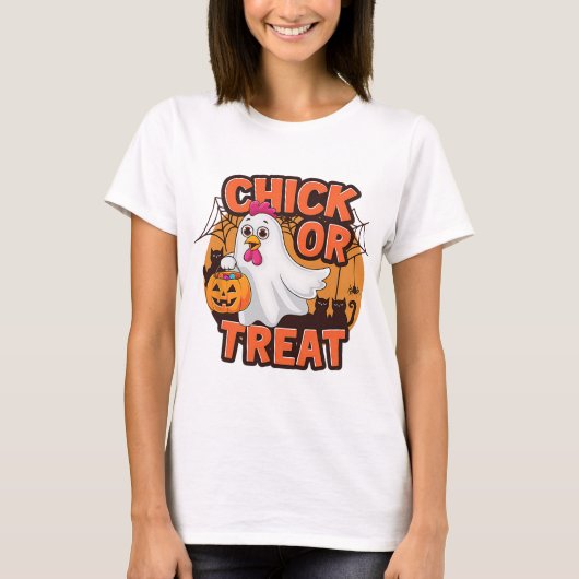 Hühnchen oder Streich Funny Huhn Halloween Kostüm  T-Shirt (Vorderseite)