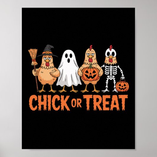 Hühnchen oder Streich lustiges Halloween-Hühnerkos Poster (Vorne)