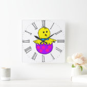 Hühnchen Quadratische Wanduhr (Zuhause)