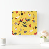 Hühnchen Quadratische Wanduhr (Zuhause)