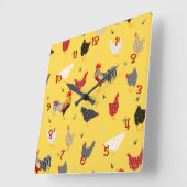 Hühnchen Quadratische Wanduhr (Winkel)