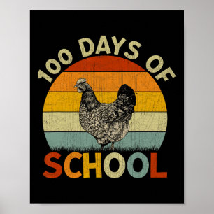 Hühnchen Retro Boys Girls Lehrer 100. Tag der Weis Poster