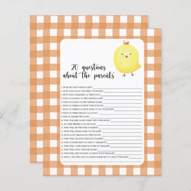 Hühnchen - Spiele - 20 Fragen zu den Eltern (Vorne/Hinten)