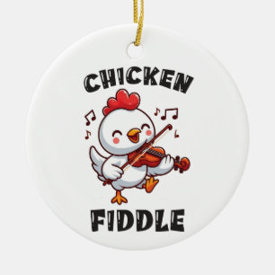 Hühnchen spielen eine Geige Keramik Ornament