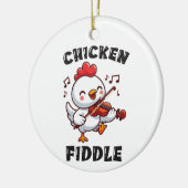 Hühnchen spielen eine Geige Keramik Ornament (Links)