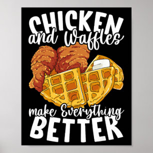 Hühnchen und Waffeln Brunch Essen Lustig  Poster