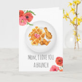 Hühnchen & Waffeln Blumenbrunch Muttertag Karte (Gelbe Blume)