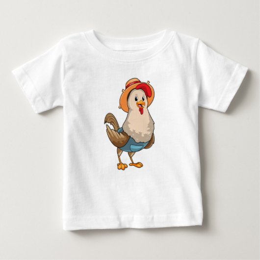 Hühner als Bauer mit Hut Baby T-shirt (Vorderseite)