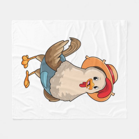 Hühner als Bauer mit Hut Fleecedecke (Vorderseite (Horizontal))