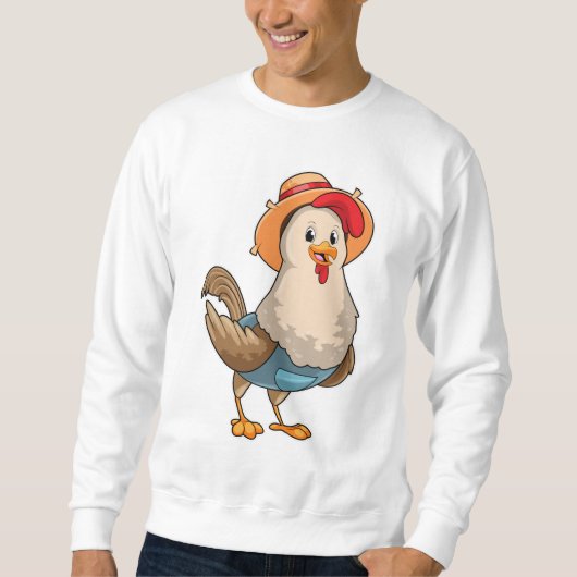 Hühner als Bauer mit Hut Sweatshirt (Vorderseite)