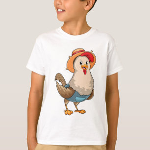 Hühner als Bauer mit Hut T-Shirt