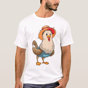 Hühner als Bauer mit Hut T-Shirt
