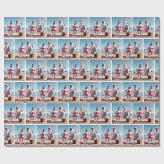 Hühner am Strand Geschenkpapier (Flach)