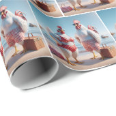 Hühner am Strand Geschenkpapier (Rolleneckpunkt)