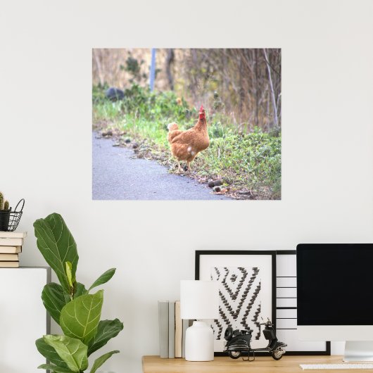 Hühner am Straßenplakat Poster (Heimbüro)