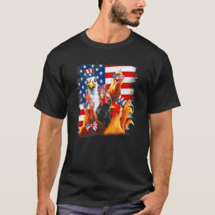 Hühner Amerikanische Flagge 4. Juli Unabhängigkeit T-Shirt